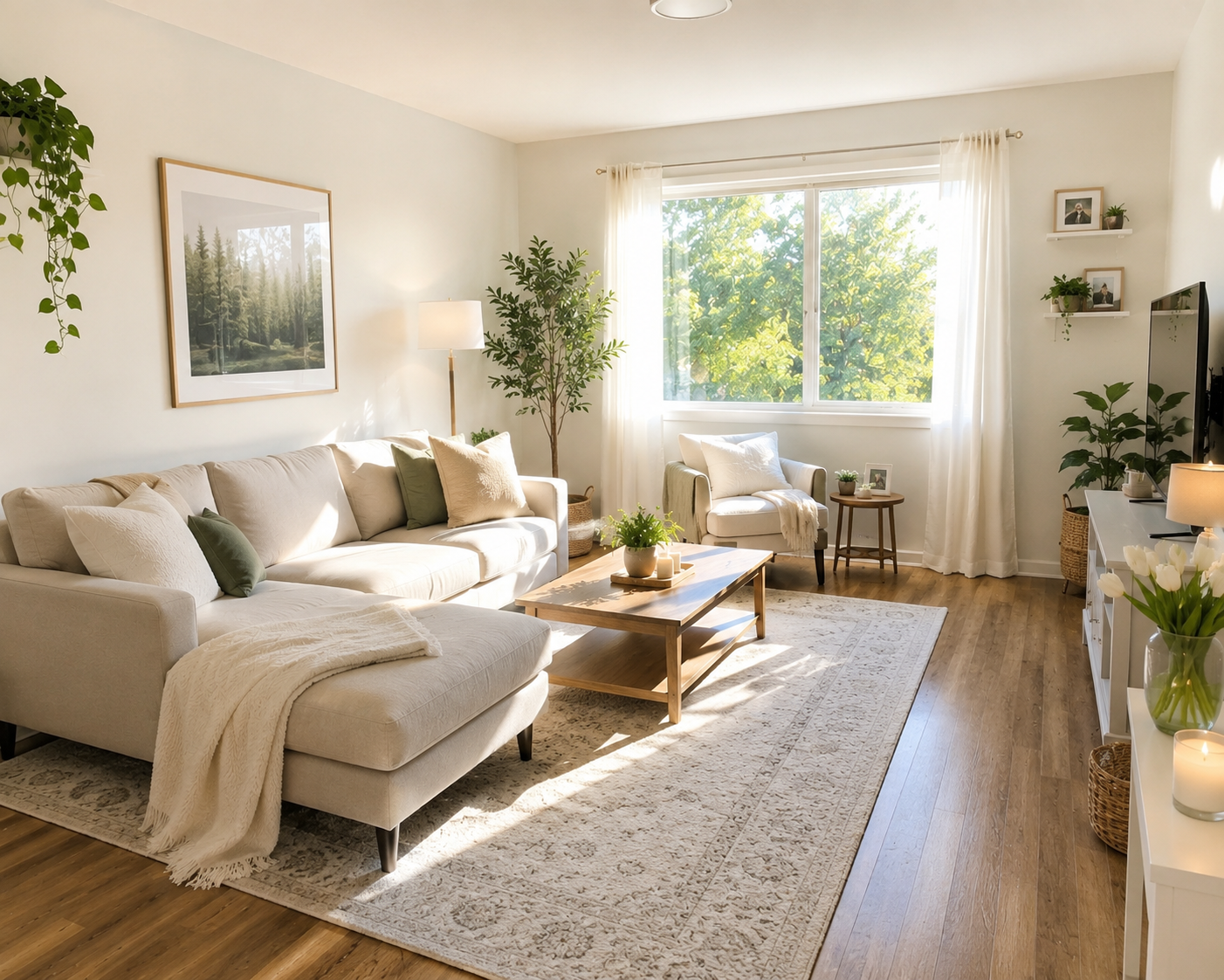 Bright living room after cleaning